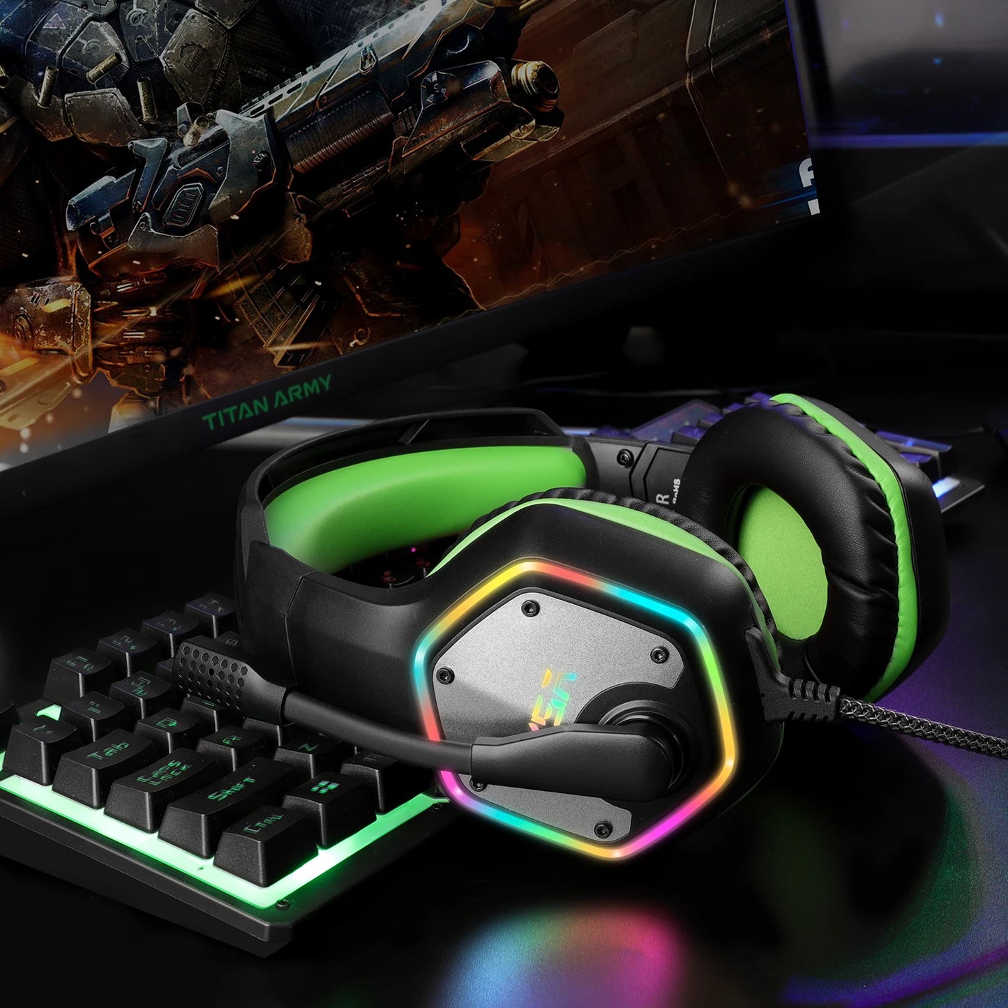 Gaming Headphones For PC/PS4/PS5 EKSA E1000 7.1 Surround RGB Gaming Headset Gamer USB Wired Headphones with Noise Cancelling Mic