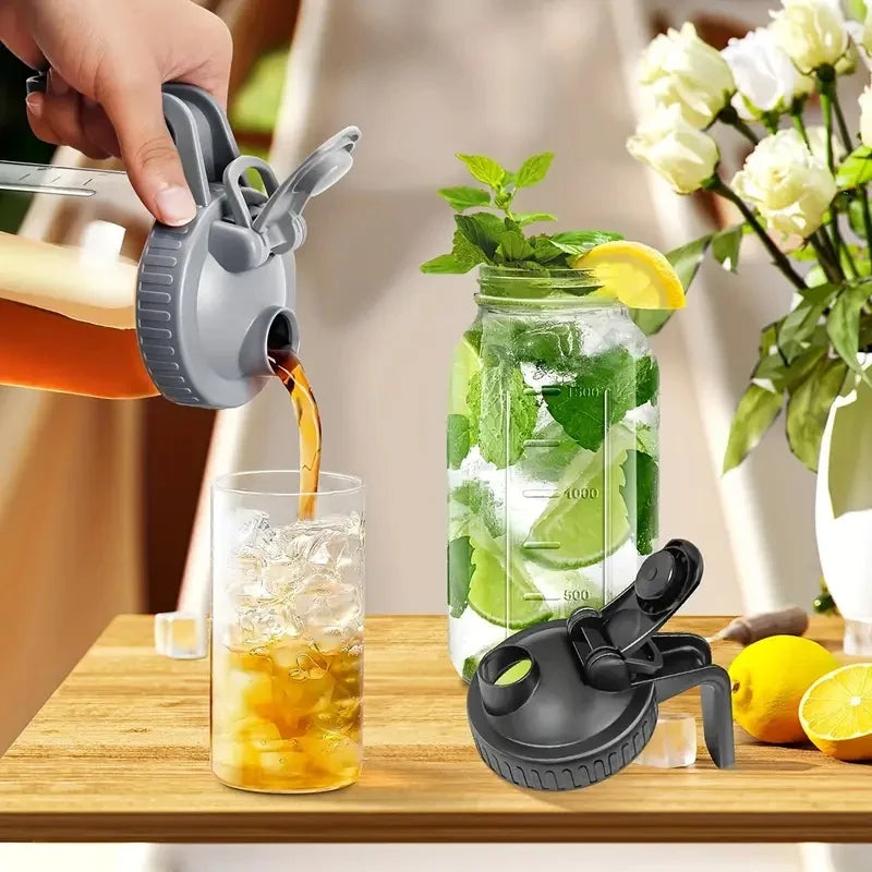 2-piece 64 ounce glass Mason jar kettle with lid and handle, outdoor sun tea kettle, refrigerator ice tea kettle, used for maki