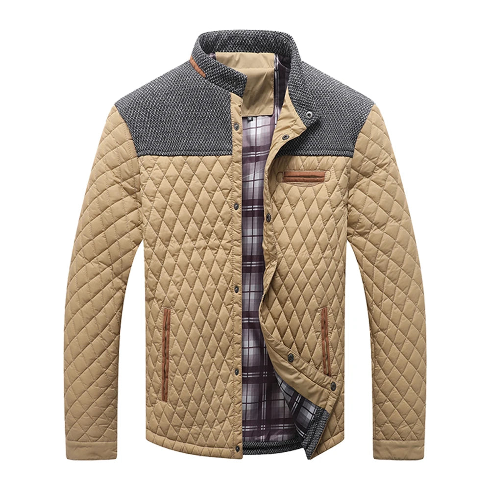 Men's Jackets Winter Warm Bomber Quilted Coat Lightweight Business Casual Button Down Clothing Waterproof Warm Jackets US Size