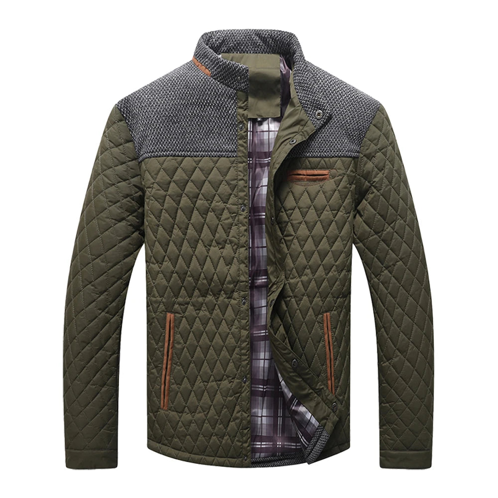 Men's Jackets Winter Warm Bomber Quilted Coat Lightweight Business Casual Button Down Clothing Waterproof Warm Jackets US Size
